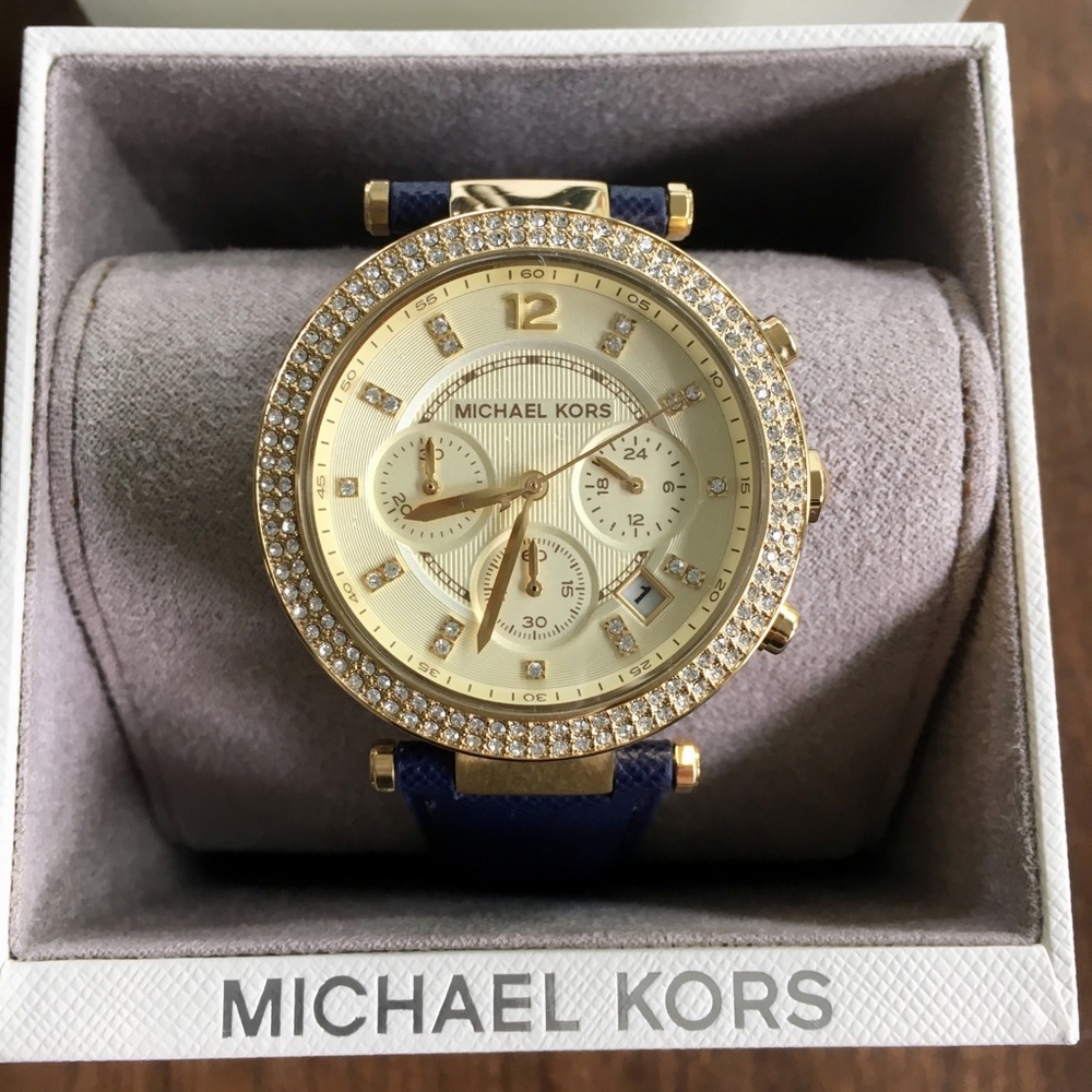Michael Kors Parker Watch w/ Navy Strap